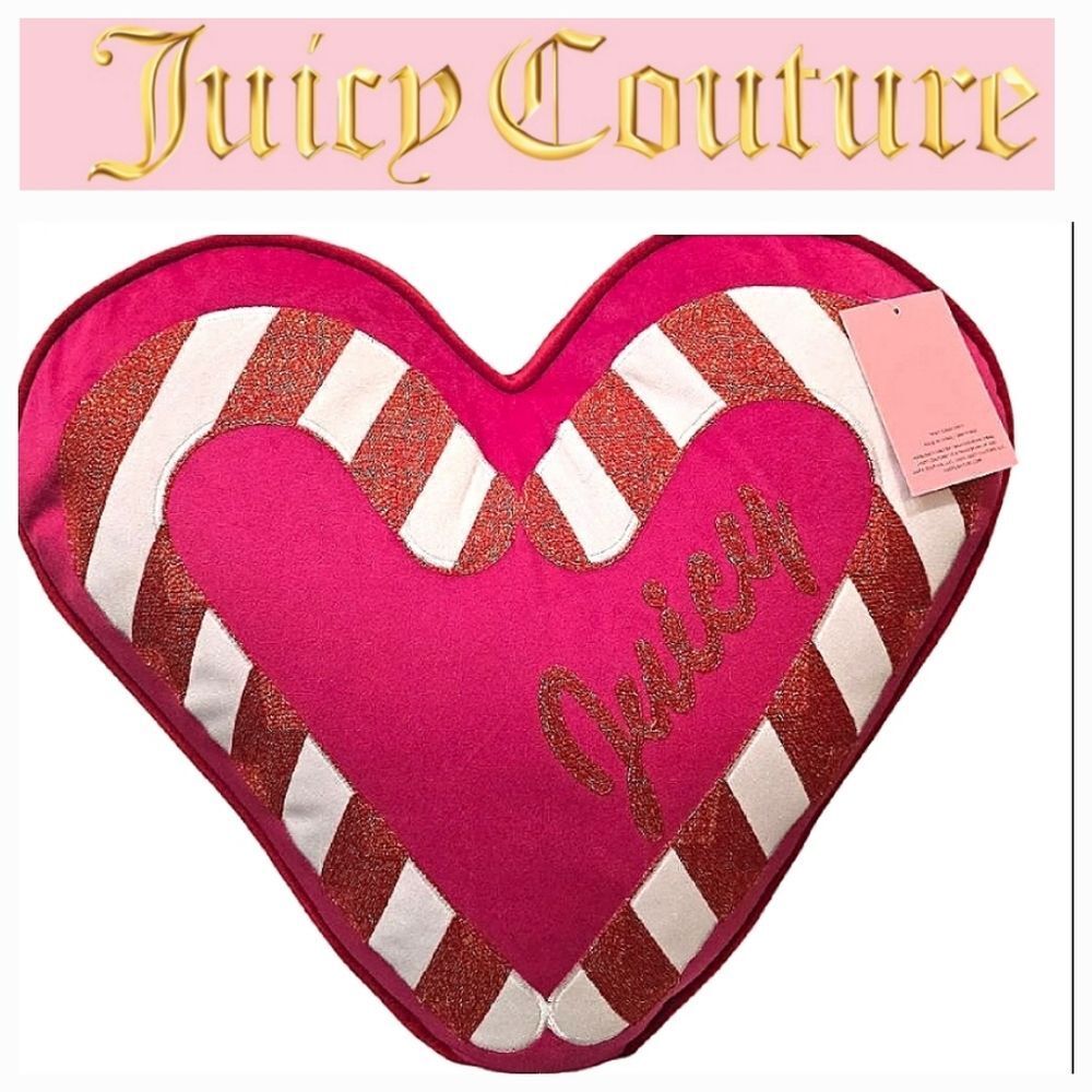 Juicy Couture Home Heart Shaped Candy Cane Accent Pillow